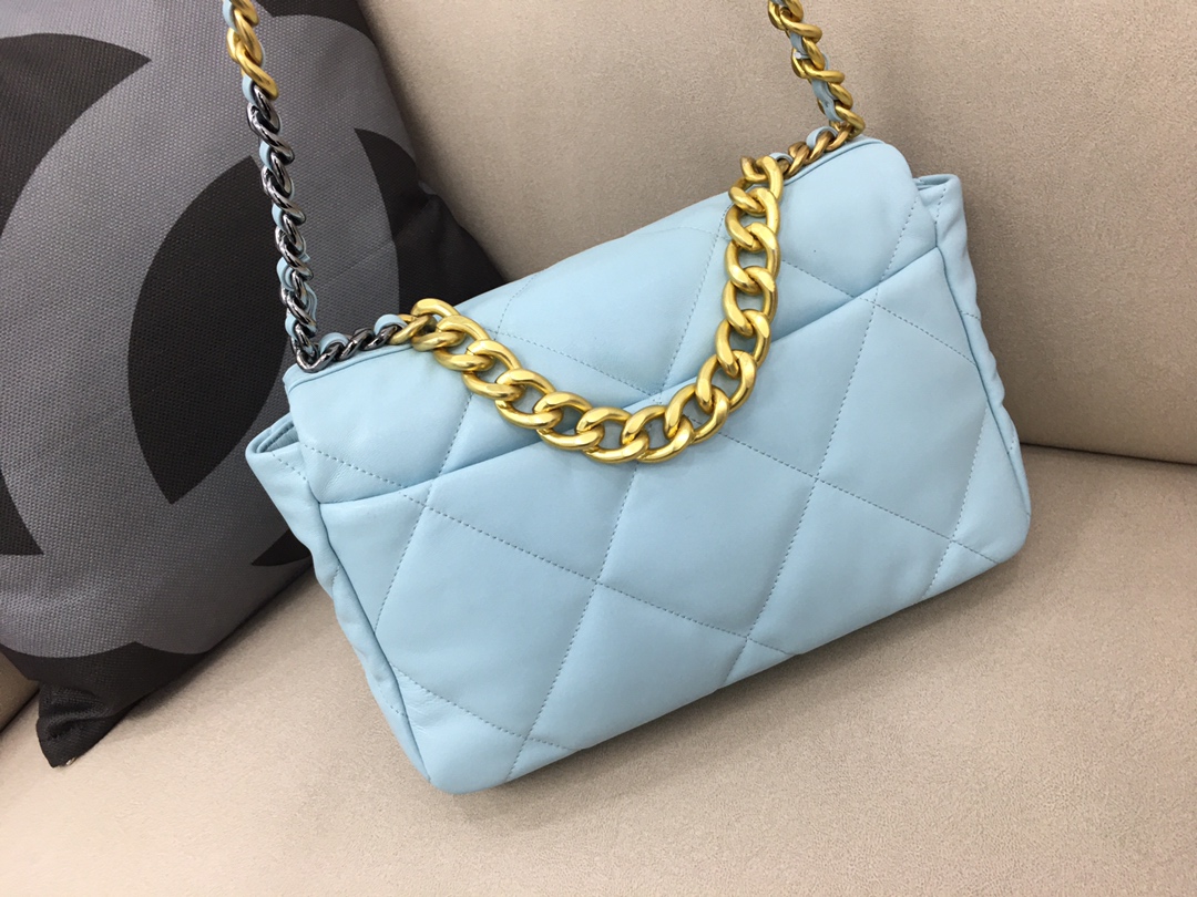 Lambskin 19 Large Handbag Flap Bag AS1161 Sky Blue